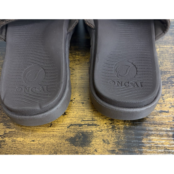 ONCAI Orthotic Sandals Slides Mens Sz 7.5 Brown Hook Loop Plantar Fasciitis - Picture 7 of 10